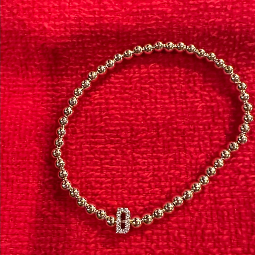 Gold Beaded Bracelet with Sparkling Accent